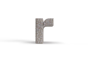 Old style brick stone letter r