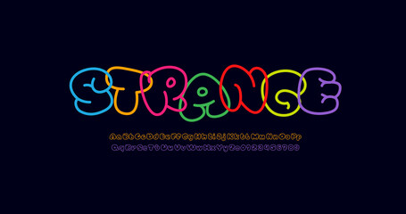 Poster - Comic font drawn by line, alphabet in the cartoon style