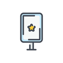 Poster - Rating and evaluation of street stand advertising color line icon. Outdoor advertisement with rank star vector outline colorful sign.