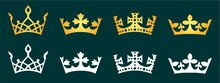 Golden British Luxury Crown Icon Set