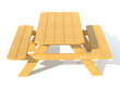 benches with a picnic table in the garden or park 3d render illustration