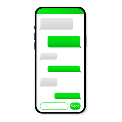 Poster - Flat green button on a white background. . Template chat, message. Phone icon vector.