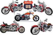 USA Routs. Big Red Motorcycle