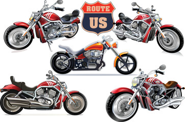 Wall Mural - USA routs. Big red motorcycle