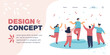 Leader standing on one foot surrounding by his team. People congratulating winner, raising hands flat vector illustration. Win, victory concept for banner, website design or landing web page
