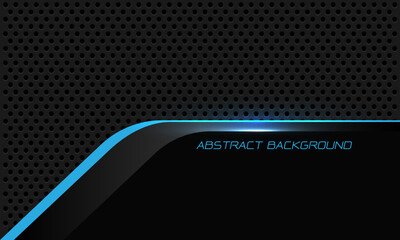 Poster - Abstract blue line cyber black on grey metallic circle mesh pattern design modern futuristic background vector