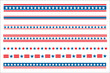 © LiudmilaMila - American flag  abstract symbols decorative banner border divider stripe set vector design template.