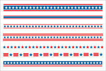 American Flag  Abstract Symbols Decorative Banner Border Divider Stripe Set.	
