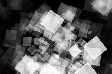 Poster - An abstract pattern of random squares in black and white