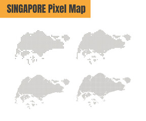 Wall Mural - Abstract Singapore Map with Dot Pixel Spot Modern Concept Design Isolated on White Background Vector illustration.