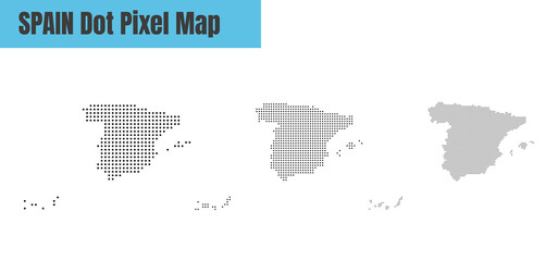Wall Mural - Abstract Spain Map with Dot Pixel Spot Modern Concept Design Isolated on White Background Vector illustration.