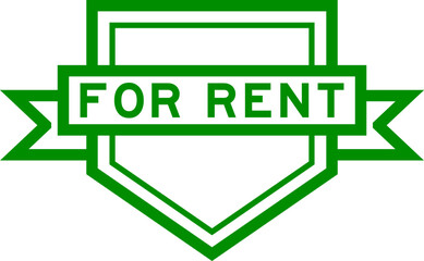 Poster - Vintage pentagon label banner with word for rent in green color on white background