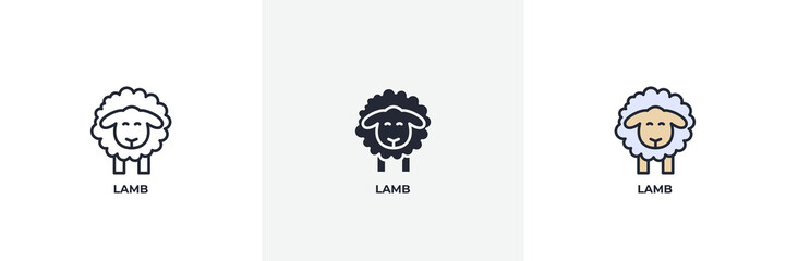 lamb icon. Line, solid and filled outline colorful version, outline and filled vector sign. Idea Symbol, logo illustration. Vector graphics