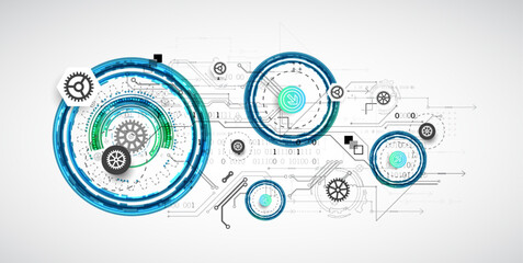 Abstract technology concept. Circuit board, high computer color background. Vector illustration with space for content, web - template, business tech presentation.