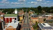 © Robert Peak - Low aerial view of main street usa, Charles Town, West Virginia, WV on a beautiful sunny day.