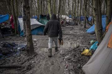 refugee crisis in france. february 24th, 2016. big synth, france. child in the camp of grande-synthe