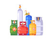 Gas cylinders. Propane bottle container isolated on white background. Vector illustration