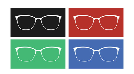 Wall Mural - Glasses Icon Set. Set of square flat illustration of glasses signs