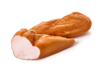 Sticker - Smoked chicken breast, isolated on white background. High resolution image.