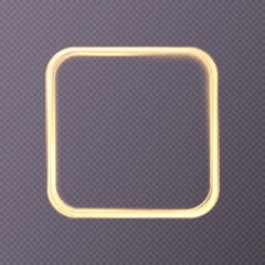 Poster - Square gold frame with neon light effect for the design of portraits, invitations, postcards. vector png