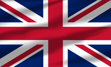 Vector United Kingdom Flag Waving Realistic Flowing Flags
