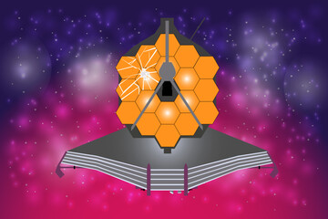 Wall Mural - james webb telescope somewhere in extreme deep outer space. with broken mirror. science fiction wall