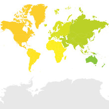 Colorful Political Map World Continents.