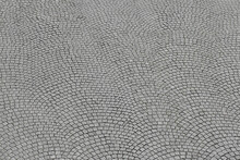 Grey Cobblestone Urban Sidewalk Paving With Granite Rock Top View. Square Of Historical Town Place With Stone Surface.