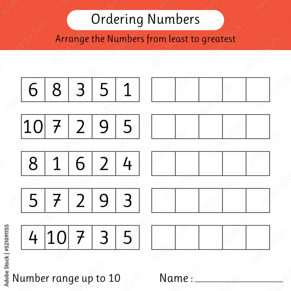 Ordering numbers worksheet. Arrange the numbers from least to greatest ...