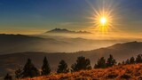Fototapeta Niebo - Widok Tatr z Pienin o zachodzie słońca
