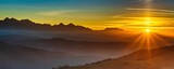 Fototapeta Fototapeta z niebem - Widok Tatr z Pienin o zachodzie słońca
