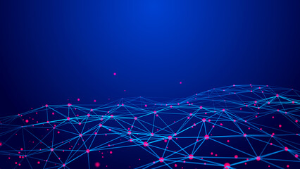 Poster - data exchange. 3d mesh with connecting points and lines. abstract technology background. 3d renderin