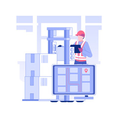 Poster - Navigation system isolated concept vector illustration. Warehouse worker using navigation software in stock, wholesale business, foreign trade, transportation process vector concept.