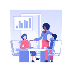 Poster - Presentation room isolated concept vector illustration. Group of multiethnic workers in conference hall, corporate, corporate business, office lifestyle, teamwork organization vector concept.