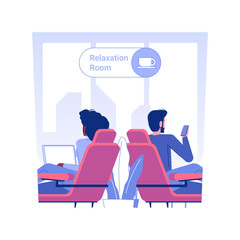 Poster - Relaxation room isolated concept vector illustration. Group of colleagues relax in special room in office, corporate business, modern and comfortable zone for employees vector concept.