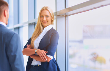 Canvas Print - Two successful business people shaking hands with each other. Two successful business people