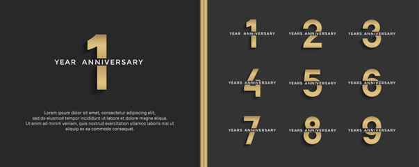 set of anniversary logo golden color on black background for celebration moment