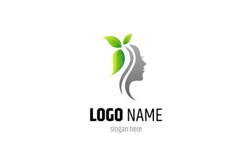 woman face silhouette logo with butterfly