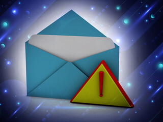 Poster - Alert email message concept Exclamation mark in  envelope isolated , 3D rendering