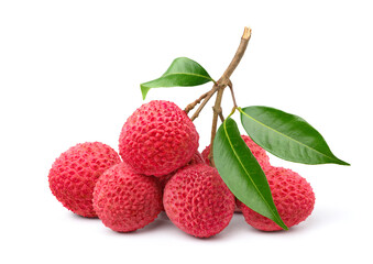 Wall Mural - Fresh Lychee isolate on white background. Clipping path.