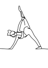 Wall Mural - One continuous line drawing, exercise time for yoga