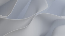 Wavy White Surfaces. Elegant Abstract 3D Background. 3D Render.