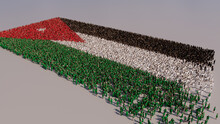 A Crowd Of People Gathering To Form The Flag Of Jordan. Jordanian Banner On White.