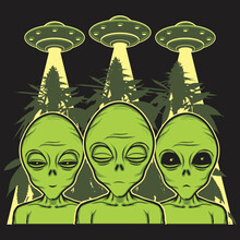 Triple Green Alien Vector Illustration
