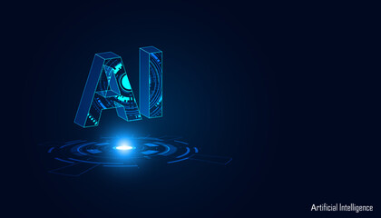Poster - Abstract Artificial Intelligence on Atomic and Technology Background with Computer Systems digital.