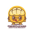 Pineapple buns cartoon mascot. bread vector illustration