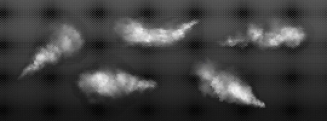 Wall Mural - white dust, smoke or fog clouds isolated on transparent background. vector realistic set of powder o