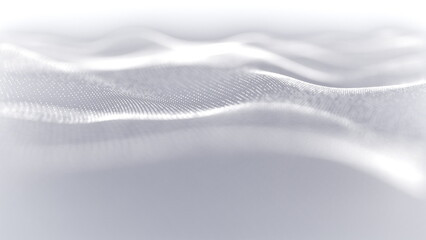 Fototapete - Particles white wave Cyber technology background loop. Abstract seamless animation of mesh glowing dots digital luxurious wave particles flows background, Motion of digital data flow.