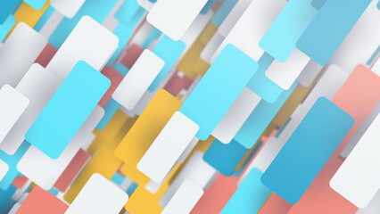 Fototapete - White, blue, yellow, orange rounded rectangles. Geometric minimal abstract motion background. Seamless looping. Video animation Ultra HD 4K 3840x2160