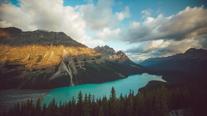 Wall Mural - Clouds Over A Mountain Lake, Time-Lapse